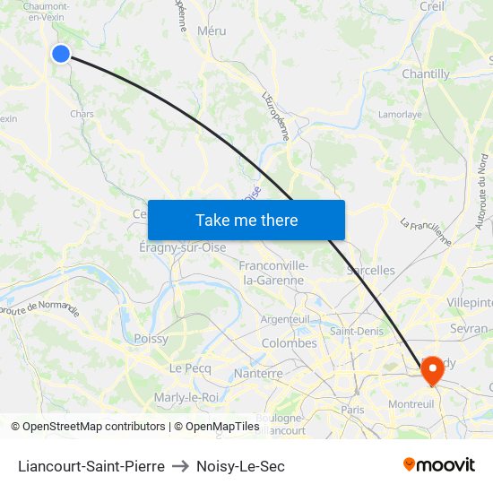 Liancourt-Saint-Pierre to Noisy-Le-Sec map