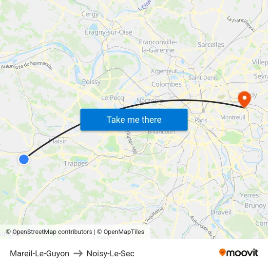 Mareil-Le-Guyon to Noisy-Le-Sec map