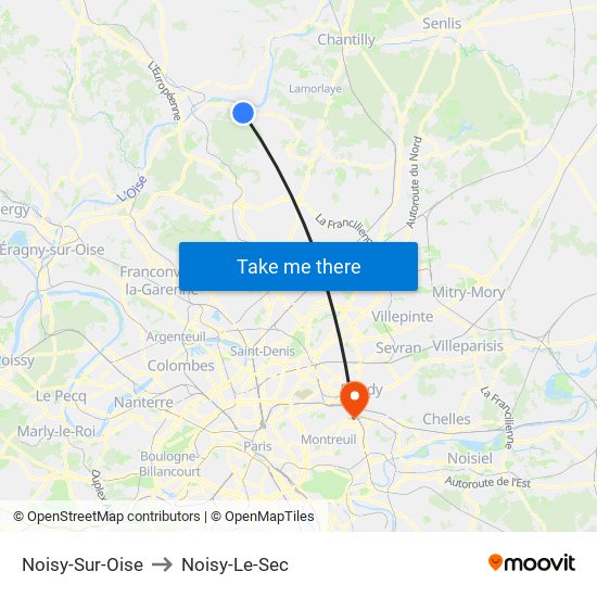 Noisy-Sur-Oise to Noisy-Le-Sec map