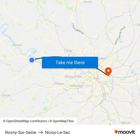 Rosny-Sur-Seine to Noisy-Le-Sec map
