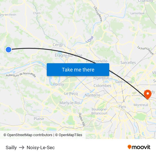 Sailly to Noisy-Le-Sec map