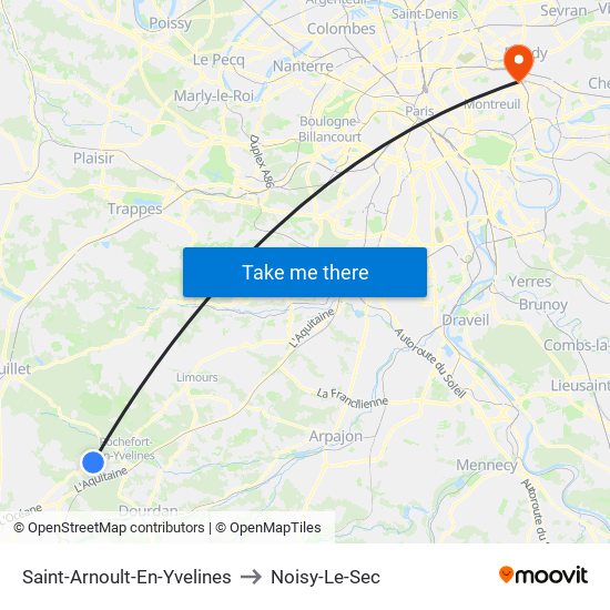 Saint-Arnoult-En-Yvelines to Noisy-Le-Sec map
