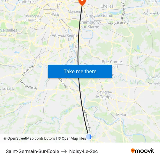 Saint-Germain-Sur-Ecole to Noisy-Le-Sec map