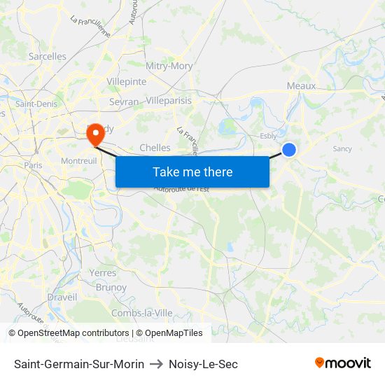 Saint-Germain-Sur-Morin to Noisy-Le-Sec map