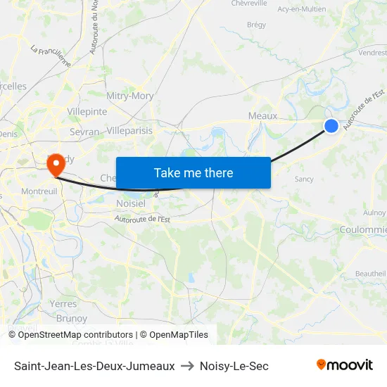 Saint-Jean-Les-Deux-Jumeaux to Noisy-Le-Sec map
