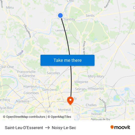 Saint-Leu-D'Esserent to Noisy-Le-Sec map
