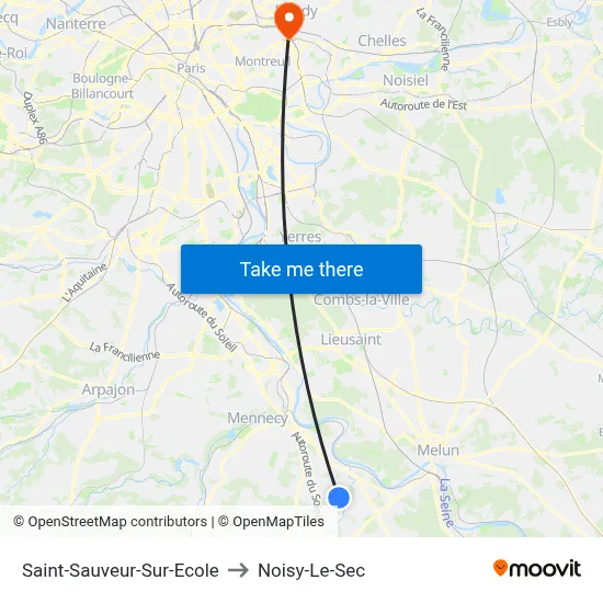 Saint-Sauveur-Sur-Ecole to Noisy-Le-Sec map
