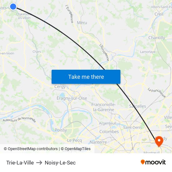 Trie-La-Ville to Noisy-Le-Sec map