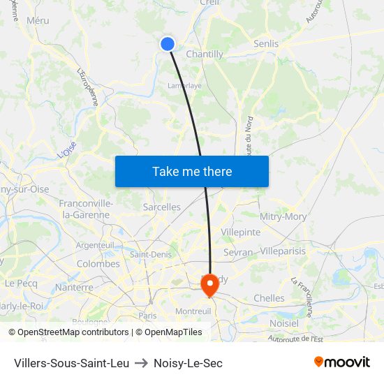 Villers-Sous-Saint-Leu to Noisy-Le-Sec map