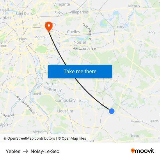 Yebles to Noisy-Le-Sec map