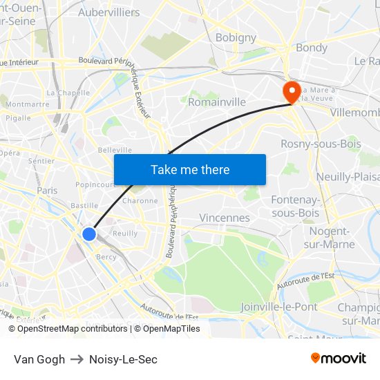 Van Gogh to Noisy-Le-Sec map