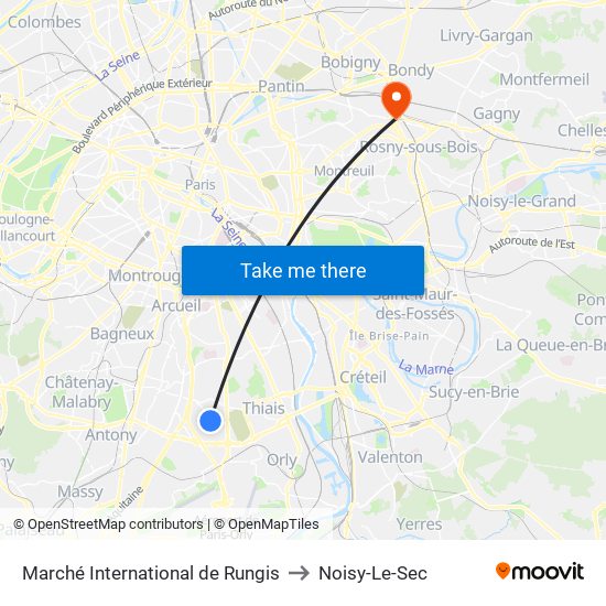 Marché International de Rungis to Noisy-Le-Sec map