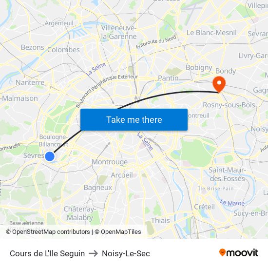 Cours de L'Ile Seguin to Noisy-Le-Sec map