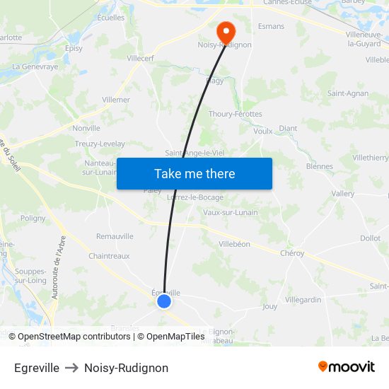 Egreville to Noisy-Rudignon map
