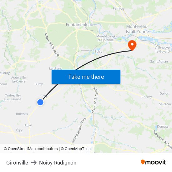 Gironville to Noisy-Rudignon map