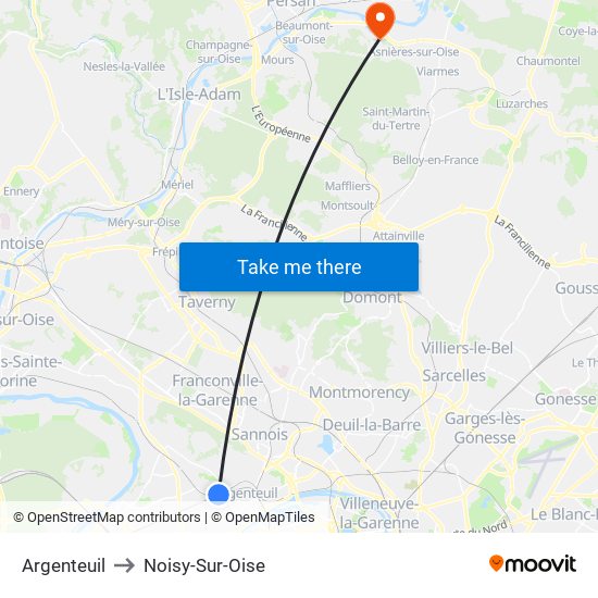 Argenteuil to Noisy-Sur-Oise map