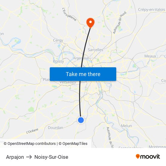 Arpajon to Noisy-Sur-Oise map