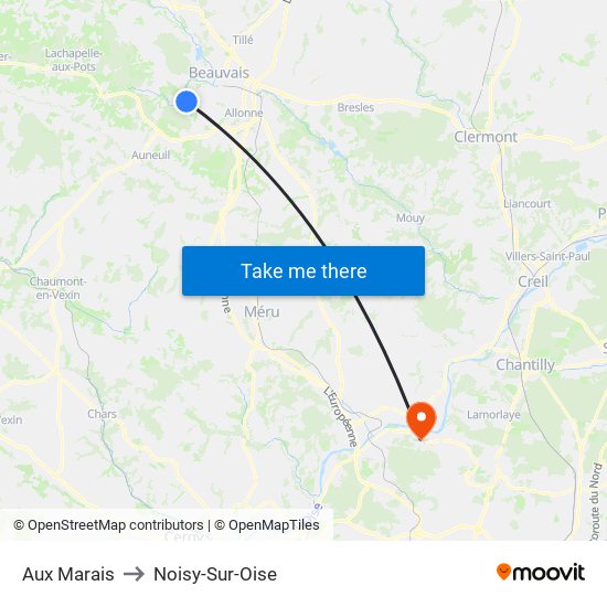 Aux Marais to Noisy-Sur-Oise map