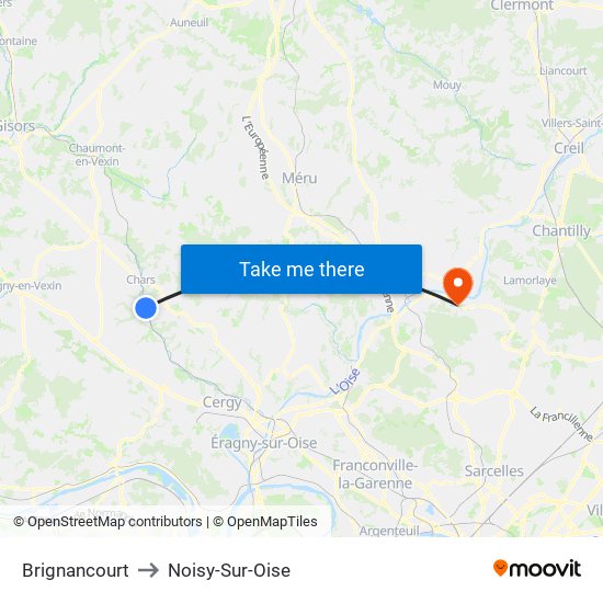 Brignancourt to Noisy-Sur-Oise map