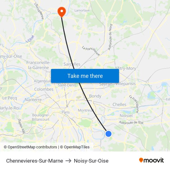 Chennevieres-Sur-Marne to Noisy-Sur-Oise map