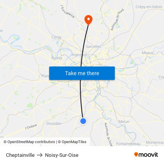 Cheptainville to Noisy-Sur-Oise map