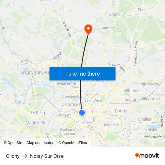 Clichy to Noisy-Sur-Oise map
