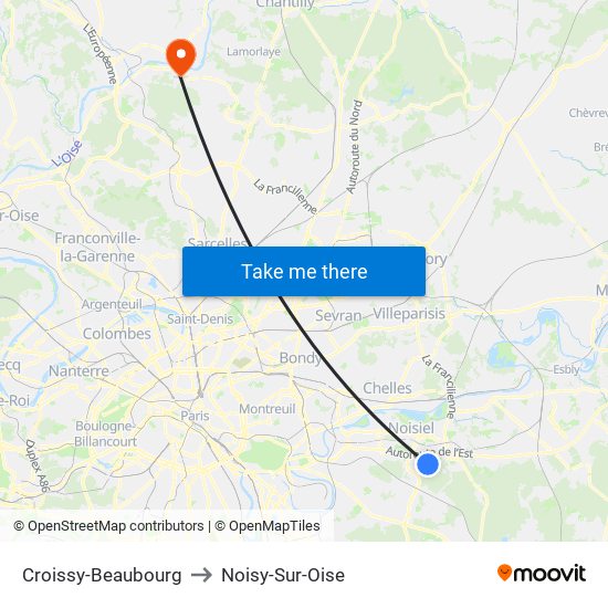 Croissy-Beaubourg to Noisy-Sur-Oise map