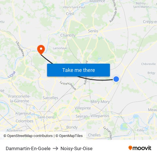 Dammartin-En-Goele to Noisy-Sur-Oise map