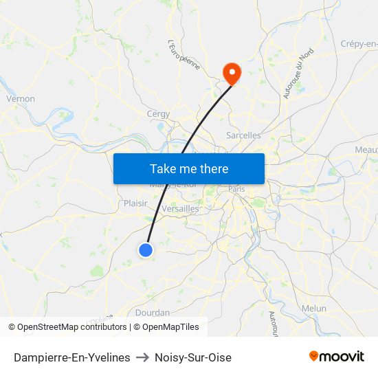 Dampierre-En-Yvelines to Noisy-Sur-Oise map