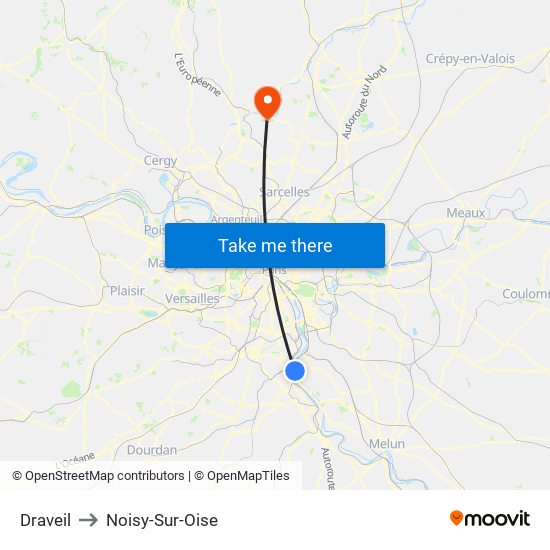 Draveil to Noisy-Sur-Oise map
