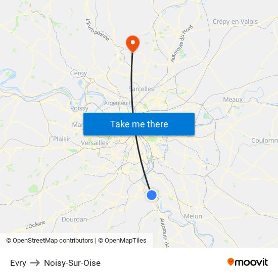 Evry to Noisy-Sur-Oise map