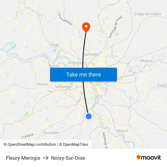 Fleury-Merogis to Noisy-Sur-Oise map