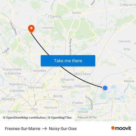 Fresnes-Sur-Marne to Noisy-Sur-Oise map