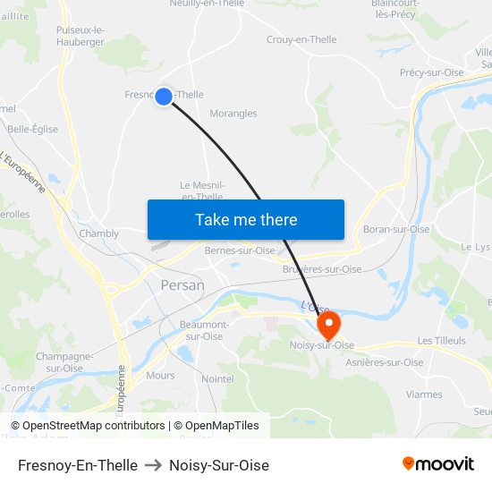 Fresnoy-En-Thelle to Noisy-Sur-Oise map