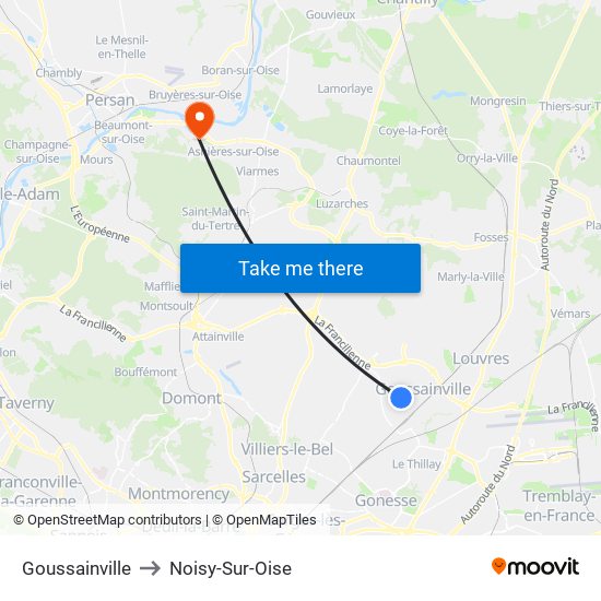 Goussainville to Noisy-Sur-Oise map