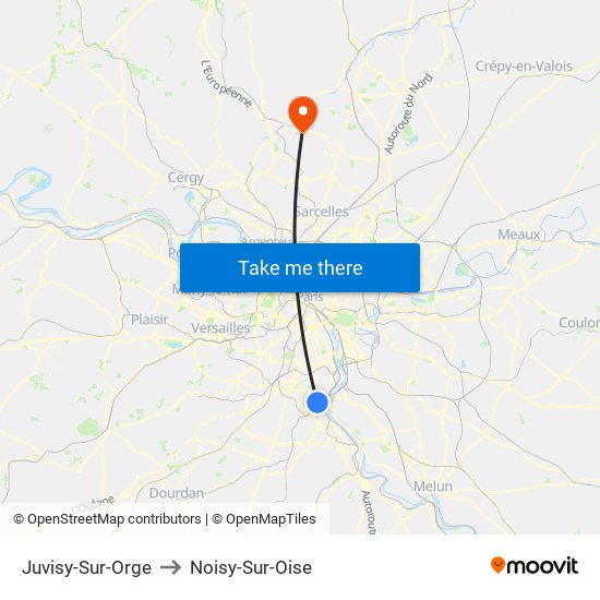 Juvisy-Sur-Orge to Noisy-Sur-Oise map