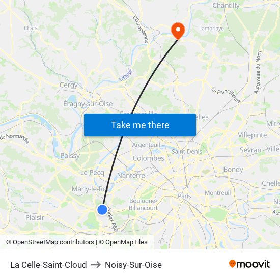 La Celle-Saint-Cloud to Noisy-Sur-Oise map