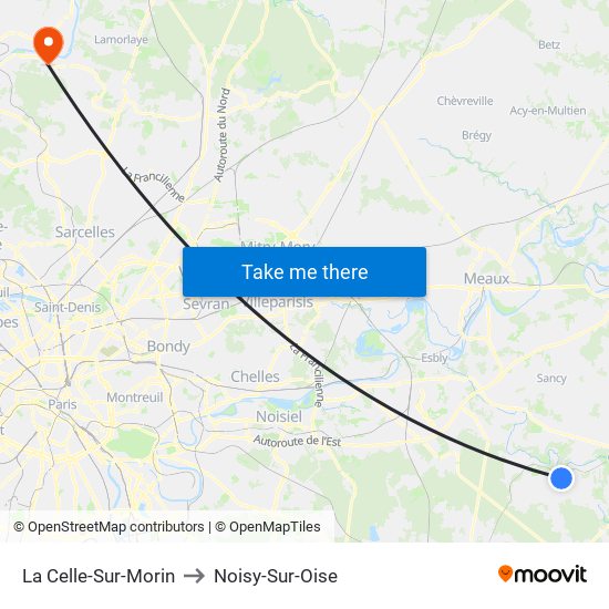 La Celle-Sur-Morin to Noisy-Sur-Oise map