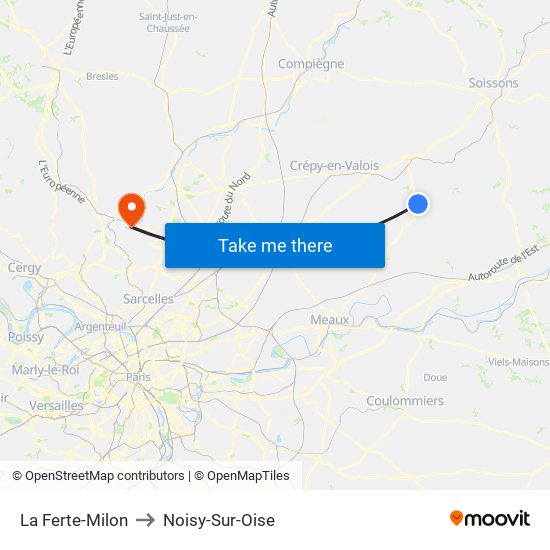 La Ferte-Milon to Noisy-Sur-Oise map