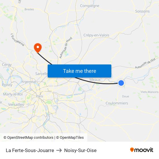La Ferte-Sous-Jouarre to Noisy-Sur-Oise map