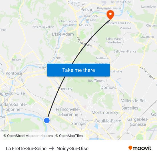 La Frette-Sur-Seine to Noisy-Sur-Oise map