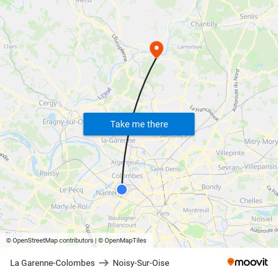 La Garenne-Colombes to Noisy-Sur-Oise map