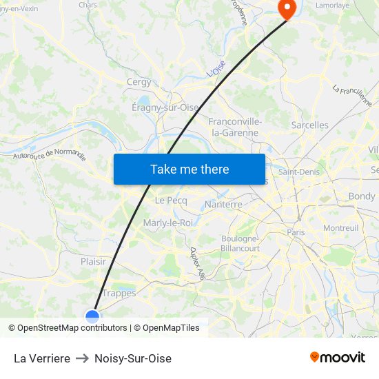 La Verriere to Noisy-Sur-Oise map