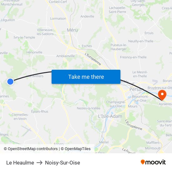 Le Heaulme to Noisy-Sur-Oise map