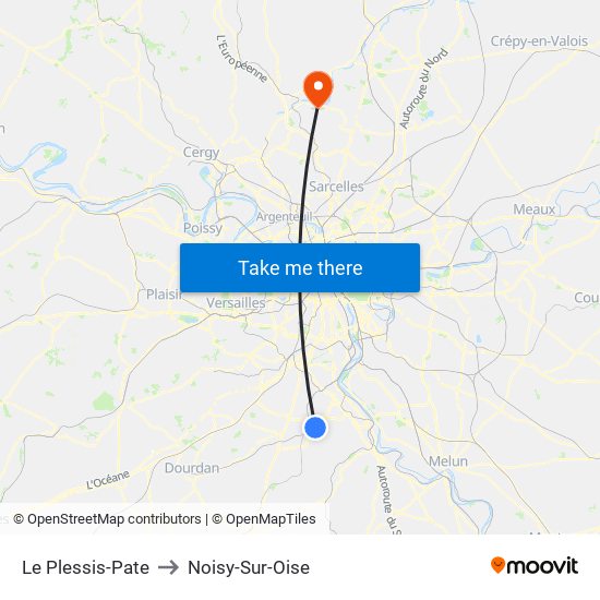 Le Plessis-Pate to Noisy-Sur-Oise map