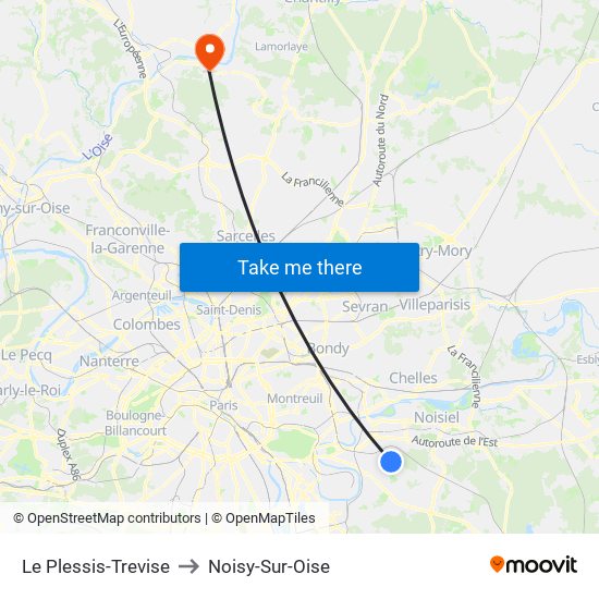 Le Plessis-Trevise to Noisy-Sur-Oise map