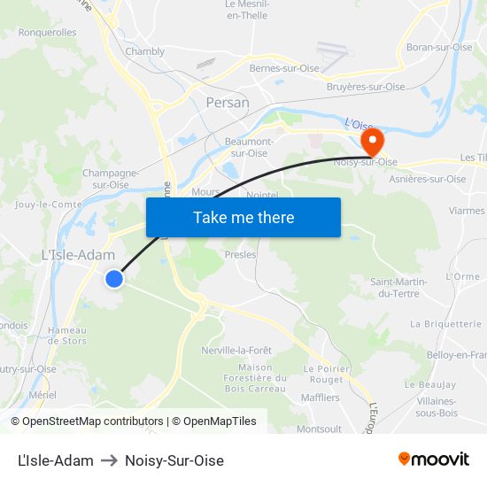 L'Isle-Adam to Noisy-Sur-Oise map