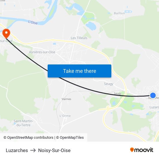 Luzarches to Noisy-Sur-Oise map