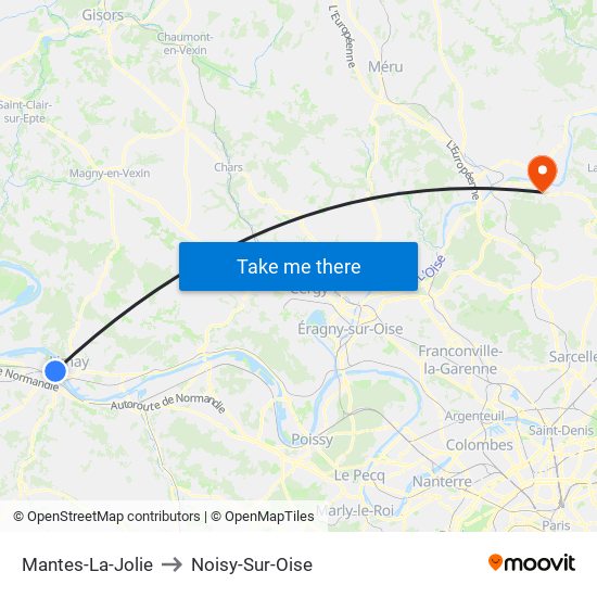 Mantes-La-Jolie to Noisy-Sur-Oise map