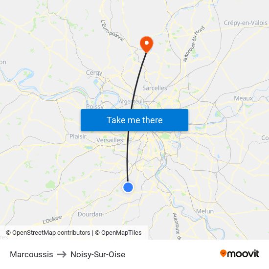 Marcoussis to Noisy-Sur-Oise map